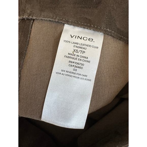 VINCE Stretch Suede Split Hem Crop Leggings Pants Chocolate Brown XS - Picture 7 of 7